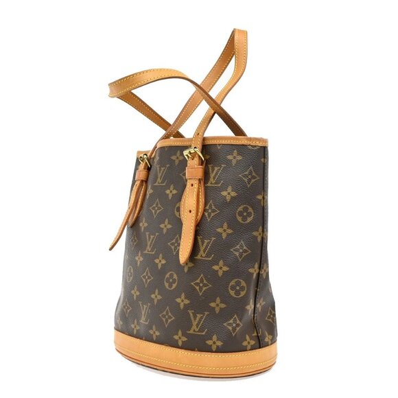 LOUIS VUITTON BUCKET PM Shoulder Tote Bag Monogram Leather Brown M42238 82EE587 - Picture 4 of 15
